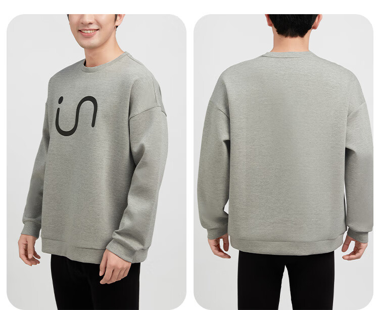 Yiershuang Couples Homewear Crew Neck Air Layer Printed Sweatshirt Cotton Matching Casual Sports Pullover Unisex Pajamas 19