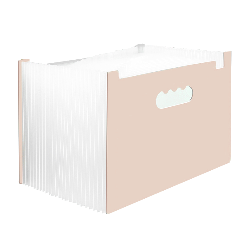 Wengu A4 25-Compartment Accordion File Folder Vertical Handle Large Capacity Multi-Layer Document Organizer Student Office Supplies FQB-026 Cornelian Pink