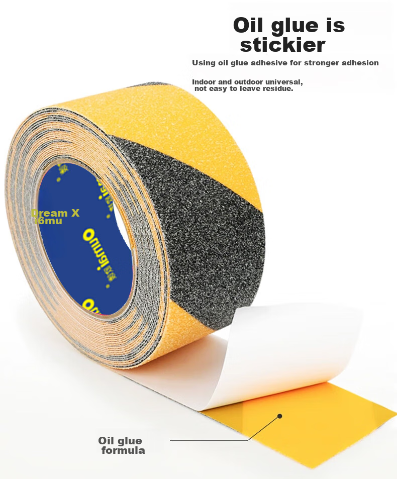 Oumai Frosted Non-Slip Tape PVC Safety Warning Anti-Slip Tape Stair Floor Sticker Step Anti-Slip Strip Floor Tile Anti-Slip Frosted Tape 5cm*5m Black And Yellow 1 Roll 6