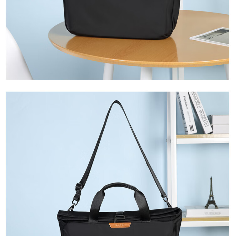 GOLF Business Briefcase, Men's Casual Large-Capacity Handbag, Can Fit 14-Inch Laptop, Fashionable Multifunctional Shoulder Crossbody Bag, 6J679424J Black 25