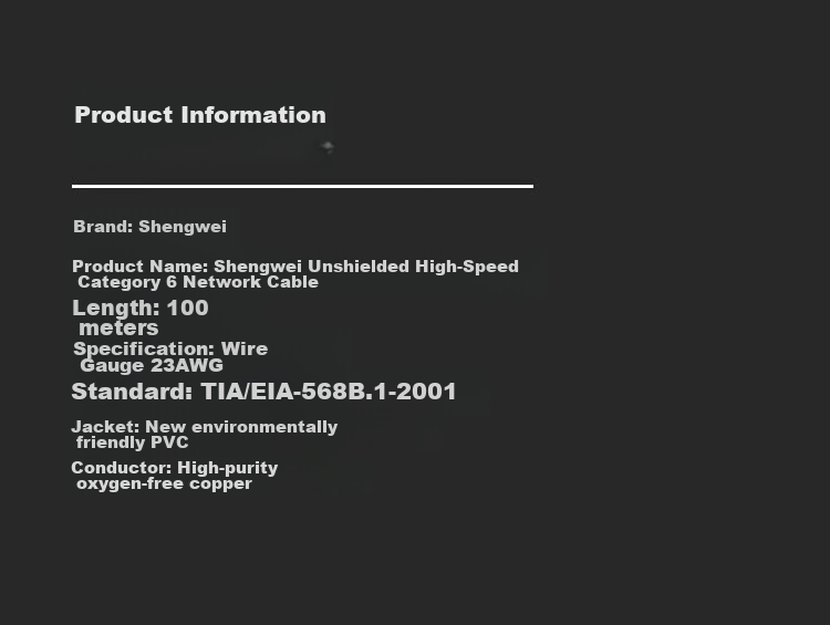 Shengwei Cat6 Ethernet Cable, Gigabit Network Wiring, Computer Broadband Unshielded Twisted Pair, Oxygen-Free Copper High-Speed Home Network Cable, 100 Meters/roll CLC-6100B 16