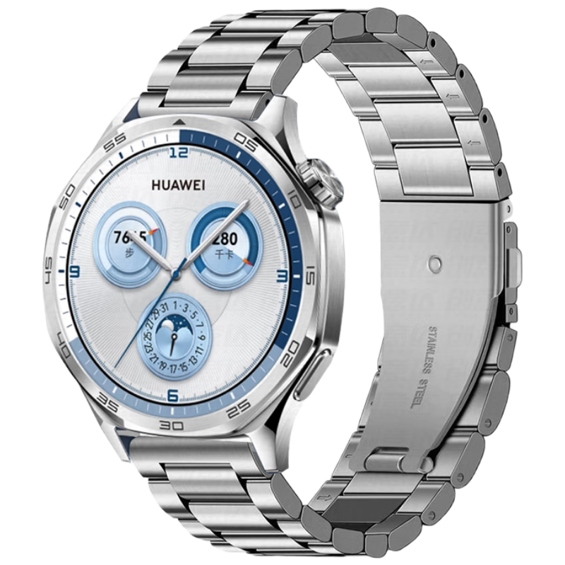 Stiger Compatible with Huawei Watch 6/5/4/GT7/6/5/4/3/2/pro, Metal Bead Steel Stainless Steel Strap, 46mm Dial Stainless Steel Smartwatch Wristband