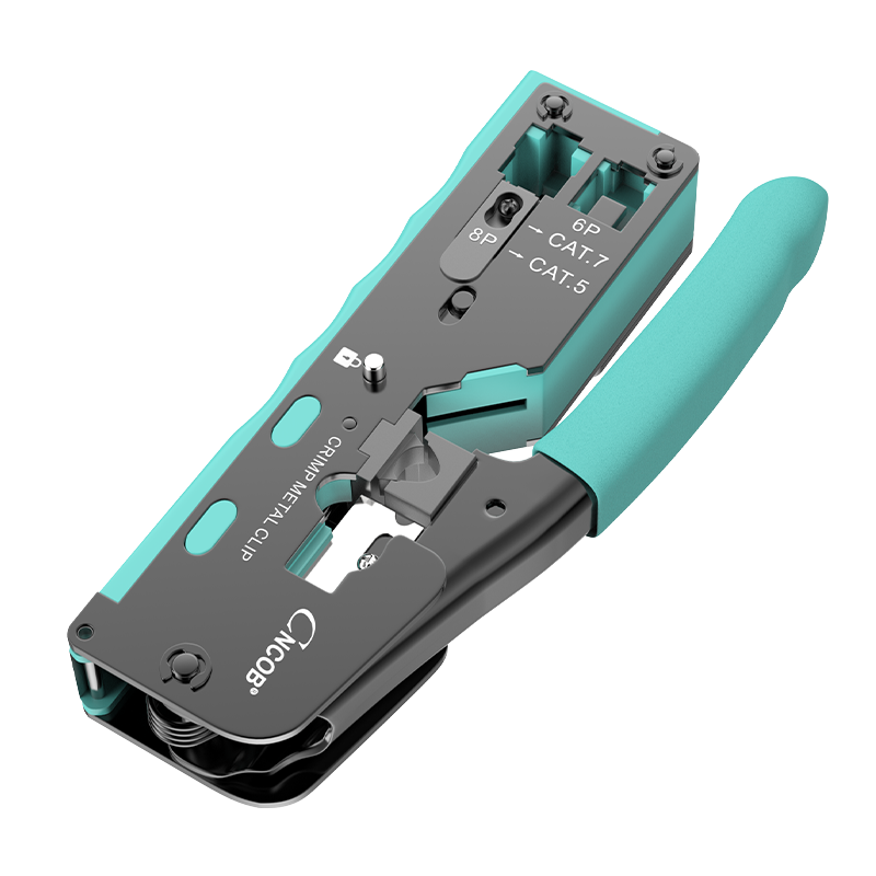 CNCOB Category 7 Cable Crimper, Professional-Grade Cat6 Full-Function Network Clamp Tool Set, Swallow-Tail Clip, Through-Hole RJ45 Connector Crimping Pliers, CN-97109