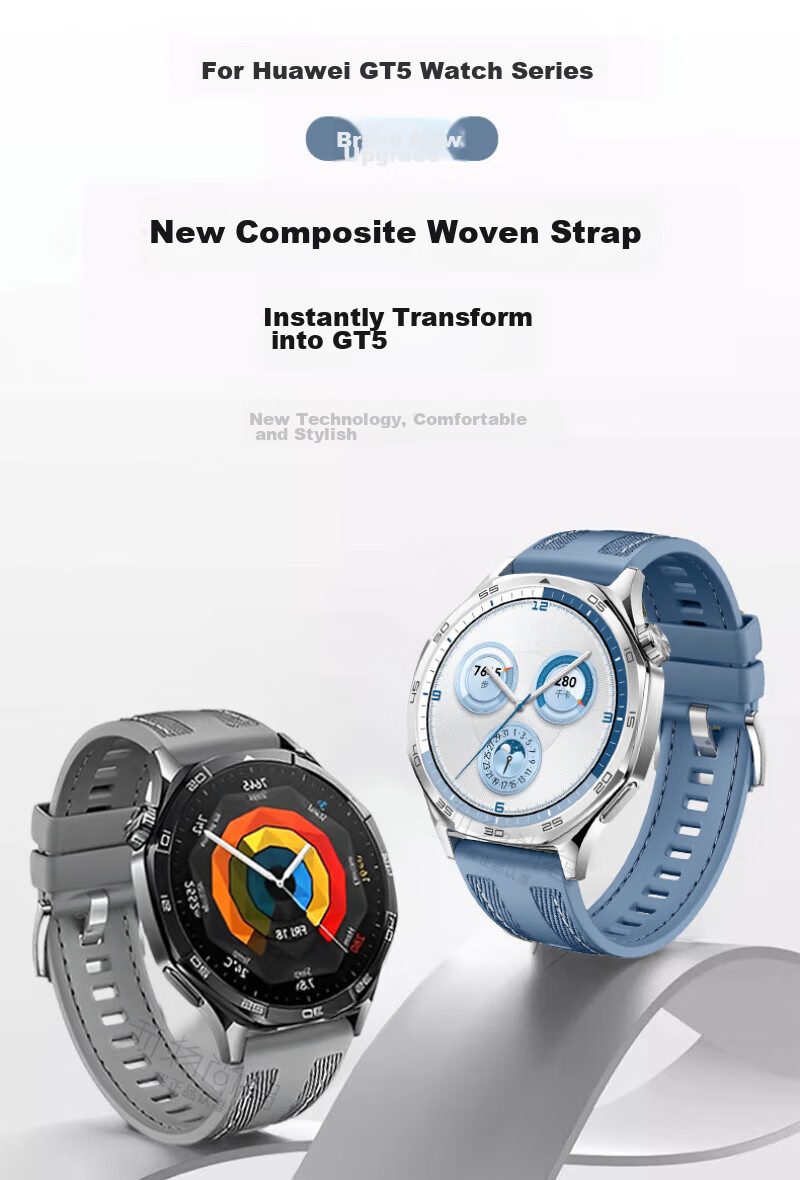 Watchbond Compatible with Huawei Watch GT5 Strap, GT5 Pro Official Style, Runner2/Watch5 Topaz Blue, GT4 Composite Smart Sports Watch4Pro Men's 46mm Band 1