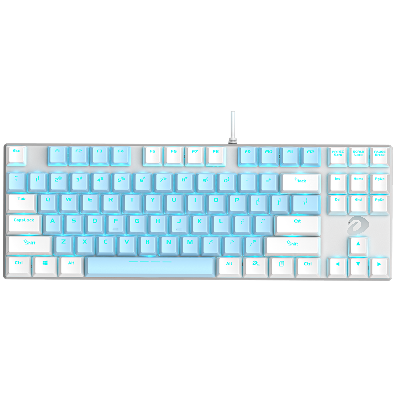 DAREU EK815 Mechanical Alloy Edition Mechanical Keyboard, Wired E-Sports Gaming Keyboard, 87 Keys Multi-Key Anti-Ghosting, Laptop Keyboard, White Blue Green Switches