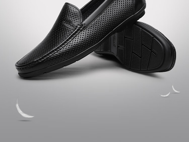 Goldlion Men's Shoes, Breathable Perforated Business Casual Shoes, Hollow Driving Shoes, 567820080ALD, Black, Size 37 4