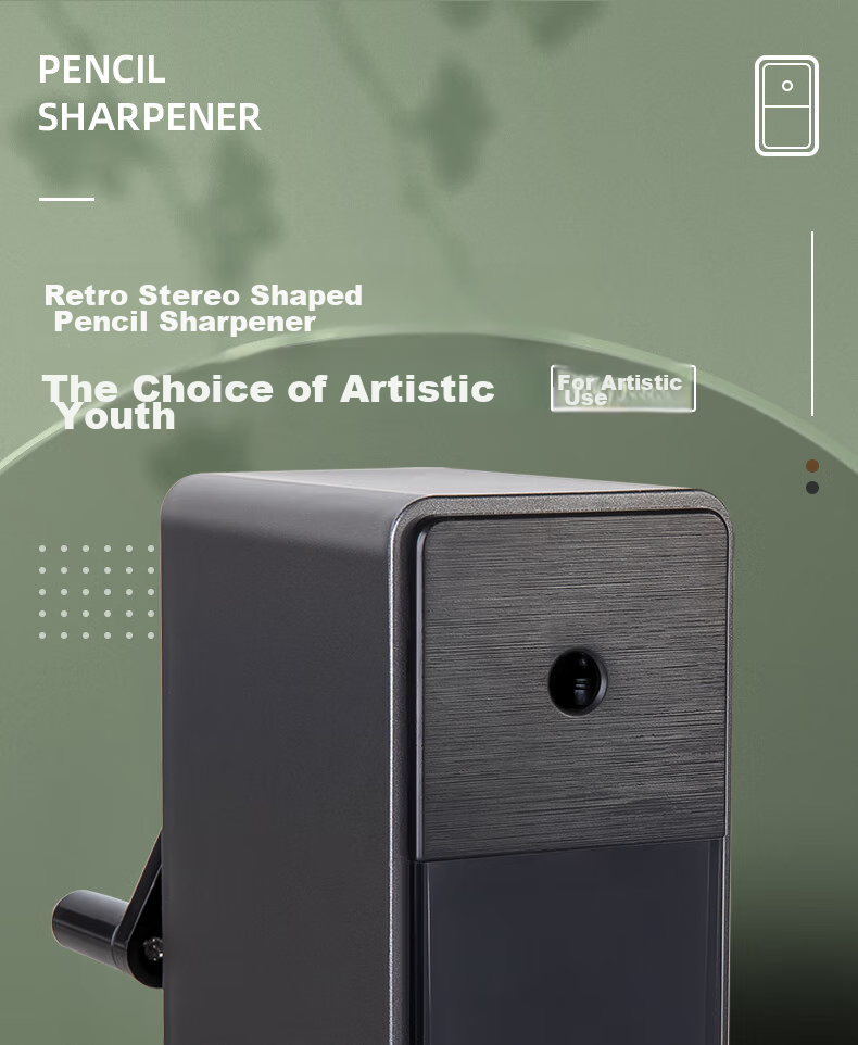 Deli Art Sketching Pencil Sharpener Manual Hand Crank Automatic Feed 3-Level Thickness Adjustment for Charcoal and Colored Pencils Blue Birthday School Gift 1