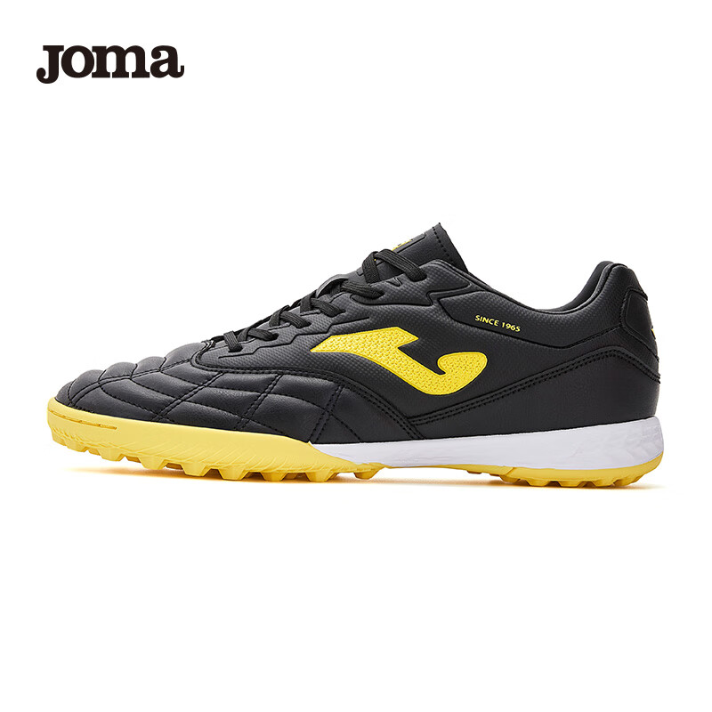 JOMA Soccer Shoes with Molded Studs for Adults, Men, Women And Youth, TF Non-Slip Professional Competition Football Training Shoes, Black And Yellow, Size 44