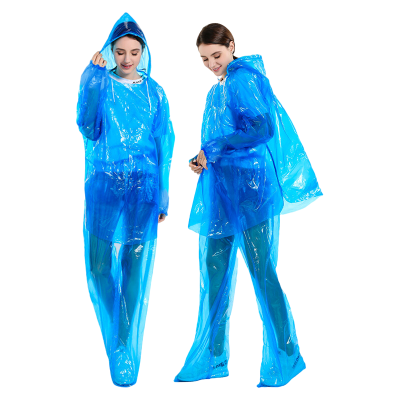 BWNK Disposable Raincoat And Pants Set, Thickened Rain Poncho for Outdoor Rafting And Travel, Portable for Men And Women, Pack of 5