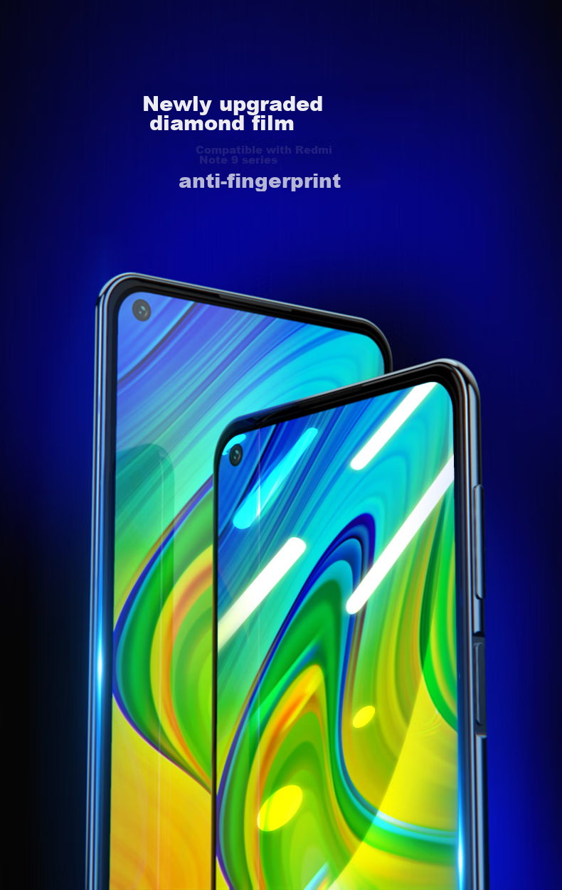 LLUNC Tempered Glass Screen Protector for Xiaomi Redmi Note9, Full Coverage Protective Film, HD Clear Anti-Drop Ultra-Thin Glass Anti-Fingerprint Protective Phone Film 2