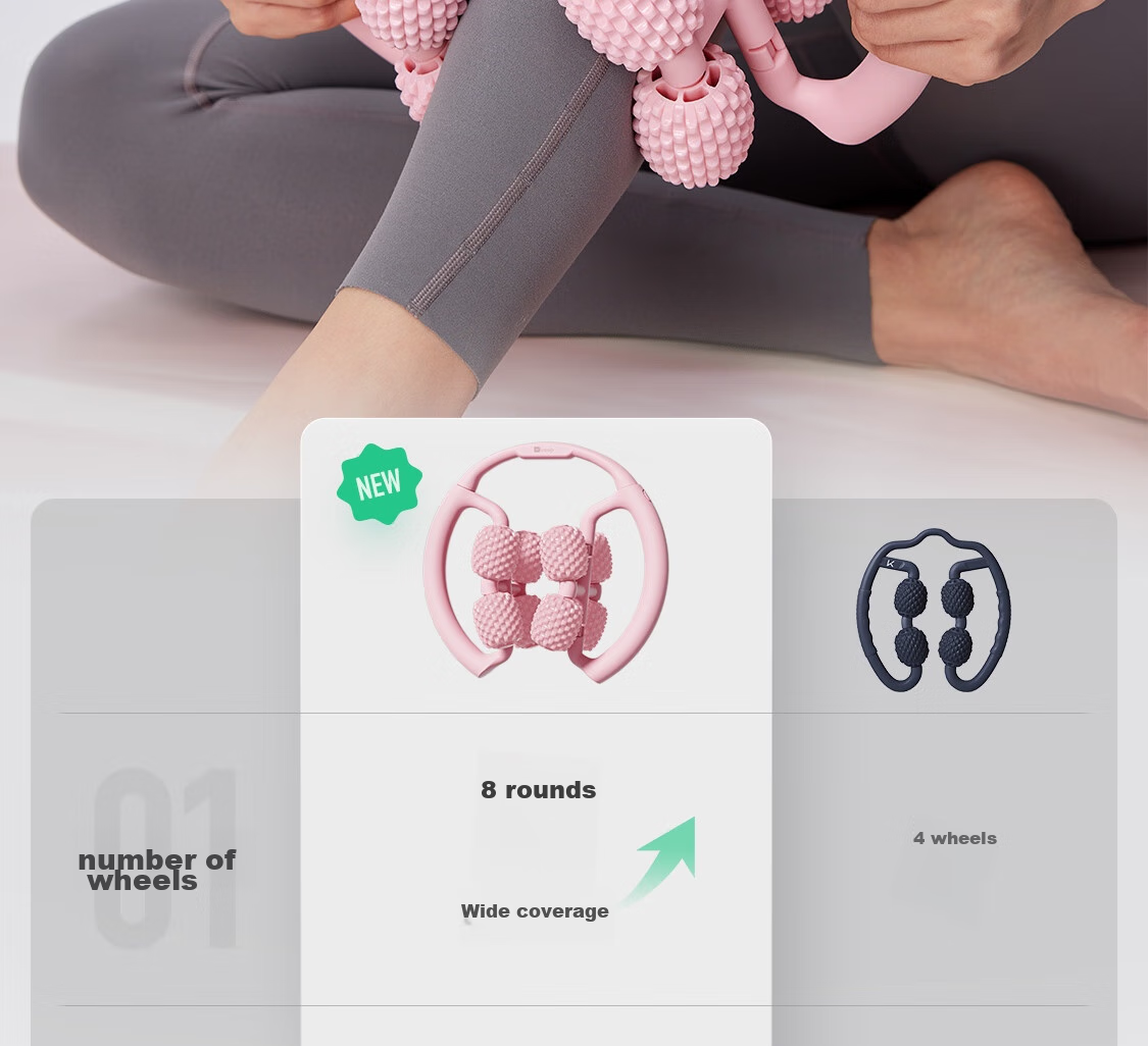 Keep 8 Detachable Circular Massage Roller for Thighs And Calf, Leg Slimming Device, Muscle Relaxation Foam Roller, Cherry Blossom Pink 3