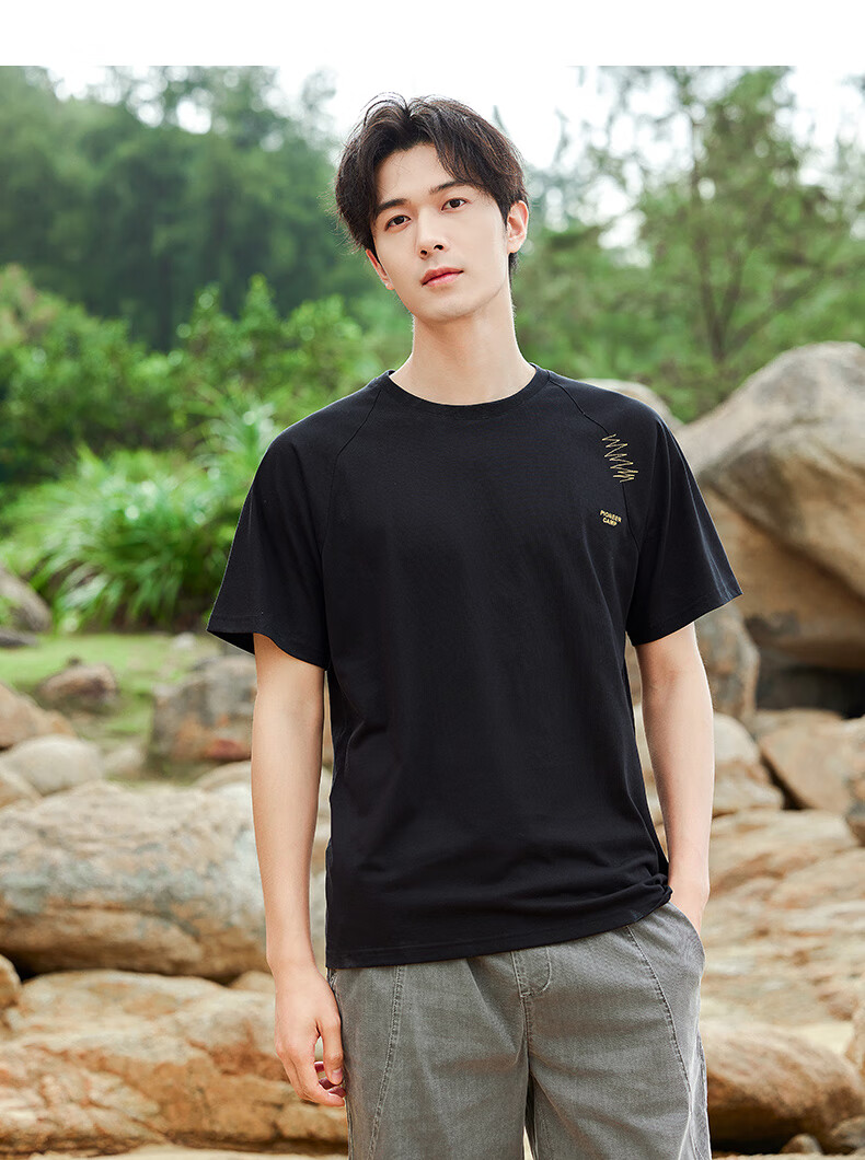 Pioneer Camp Summer Short-Sleeve Cotton T-Shirt for Men, Loose-Fit Casual Oversized Top for Middle-Aged, White, XL 11