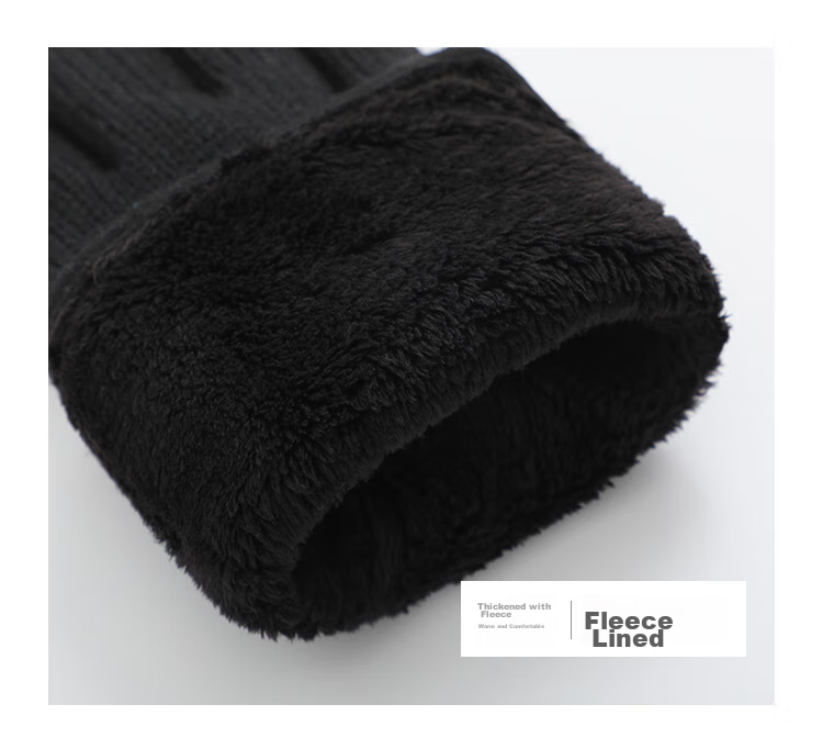 Hengyuanxiang Men's Wool Gloves, Autumn And Winter Warm Windproof Cold-Resistant, Suitable for Cycling And Driving, Fleece-Lined Thickened Touchscreen Compatible Winter Gloves 6