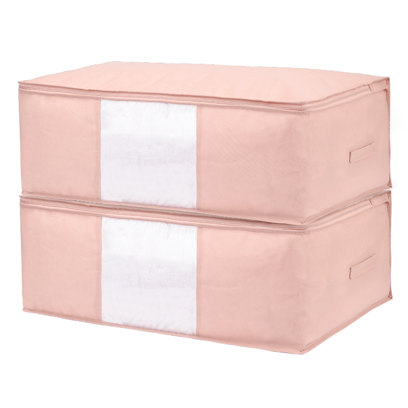 Baicaoyuan Storage Bags for Clothes And Quilts, Extra Large Size, Pack of 2, Coral Pink, Thickened Bedding Moving Packing Bags