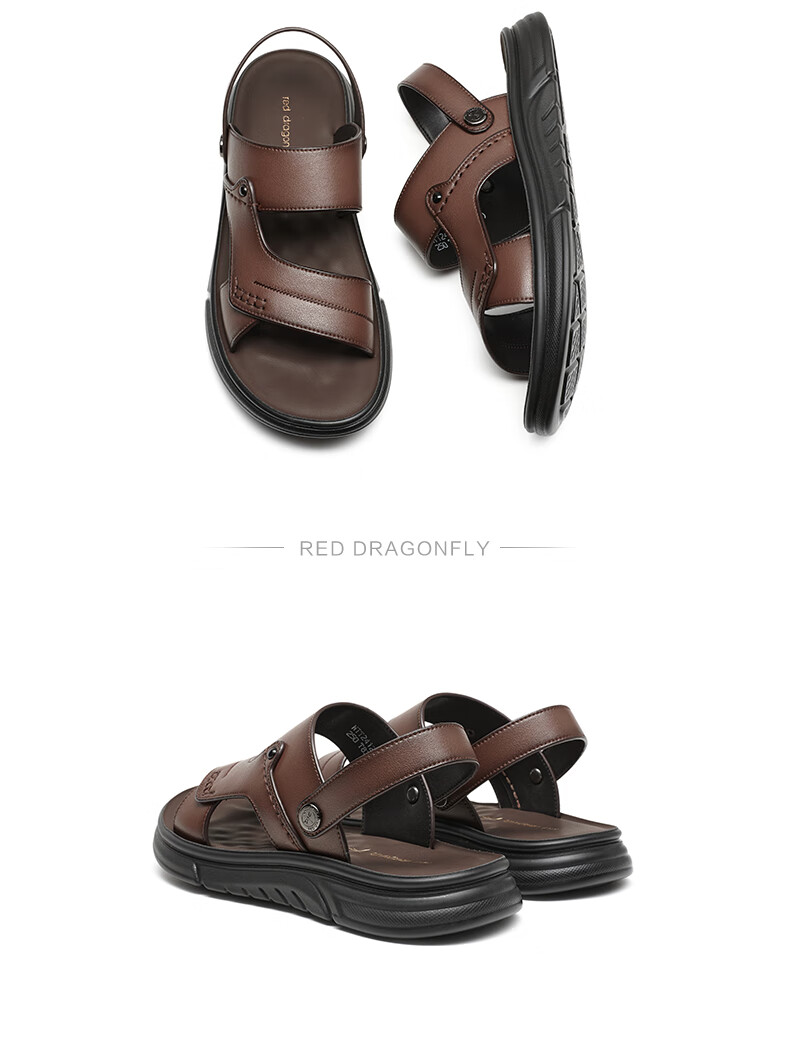 RED DRAGONFLY Beach Shoes, Summer Comfortable Soft Sole, Non-Slip Breathable Dad Sandals, Two-Way Wear Sandals WTT24124, Black, Size 43 4