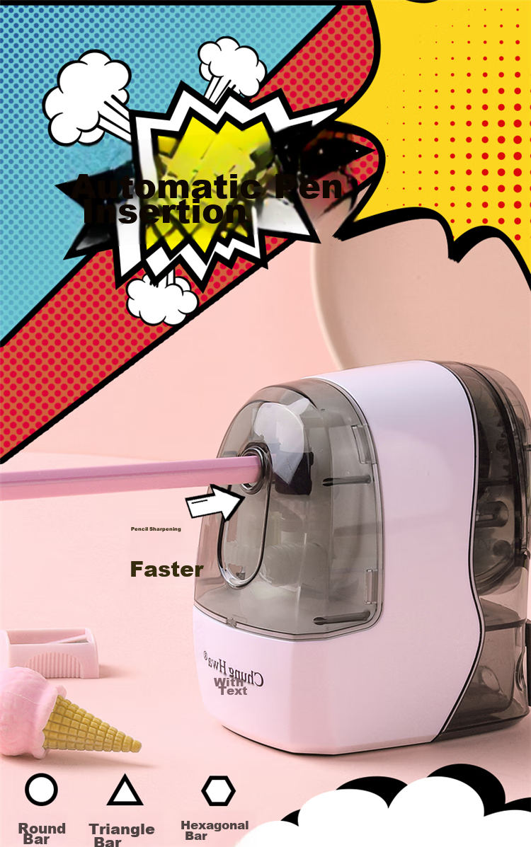 Zhonghua H1005 Student Pencil Sharpener, Multifunctional Hand-Cranked Sharpener, Automatic Pencil Feeding Sharpener, Ceramic White 5