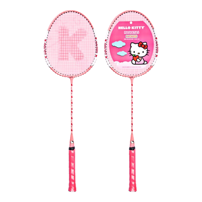 Mesuca Badminton Racket Hello Kitty, Gift for Women, Beginner Training Set, One Pair of Aluminum Alloy Durable Rackets