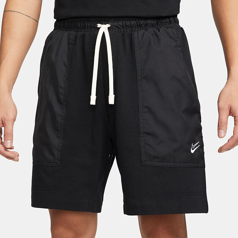 NIKE Men's Sports Shorts, Summer Knitted Shorts Casual Pants, Loose And Simple Style DX0204-010, Black, Size M