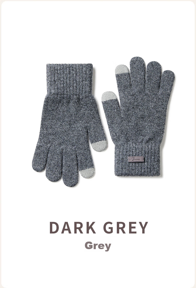 JIUMU Wool Thermal Gloves for Men, Winter Thickened Cold-Proof Touchscreen Compatible Knitted Woolen Gloves 12