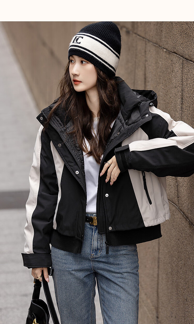 Dme [North European Cotton Triple Protection System] Winter Outdoor Contrasting Color 90% Duck Down Hooded Short down Jacket for Wome 10
