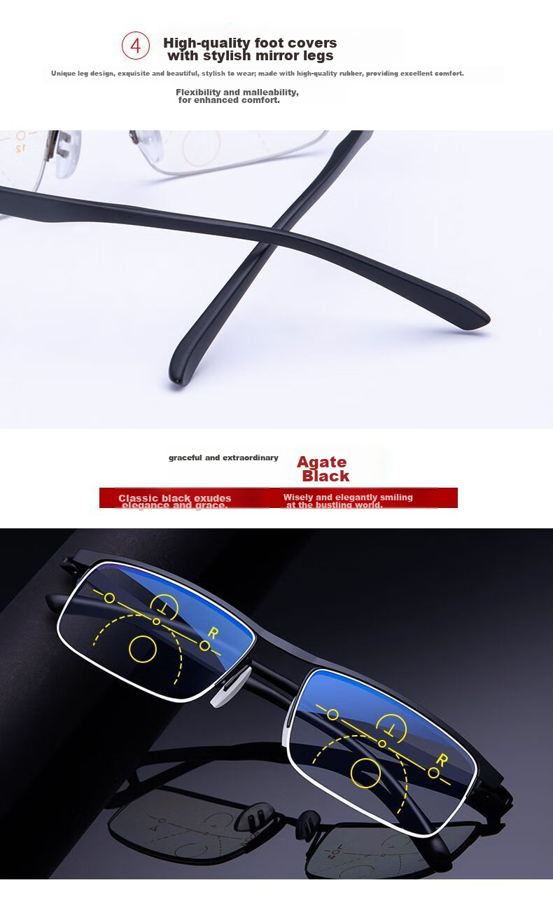 LESCA LUNETIER German Technology Automatic Zoom Reading Glasses for Men, Smart Bifocal Imported Anti-Blue Light Semi-Rimless Reading Glasses for Elderly Wome 13