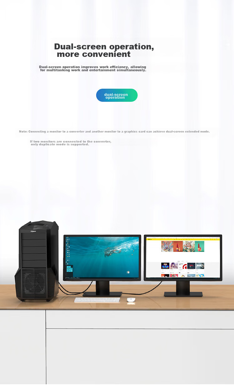 BIAZE DVI to HDMI + VGA Converter, One-To Splitter (Same Display), One-To HD Extension Splitter, One-In Two-Out, for Connecting PC to TV Or Projector 5