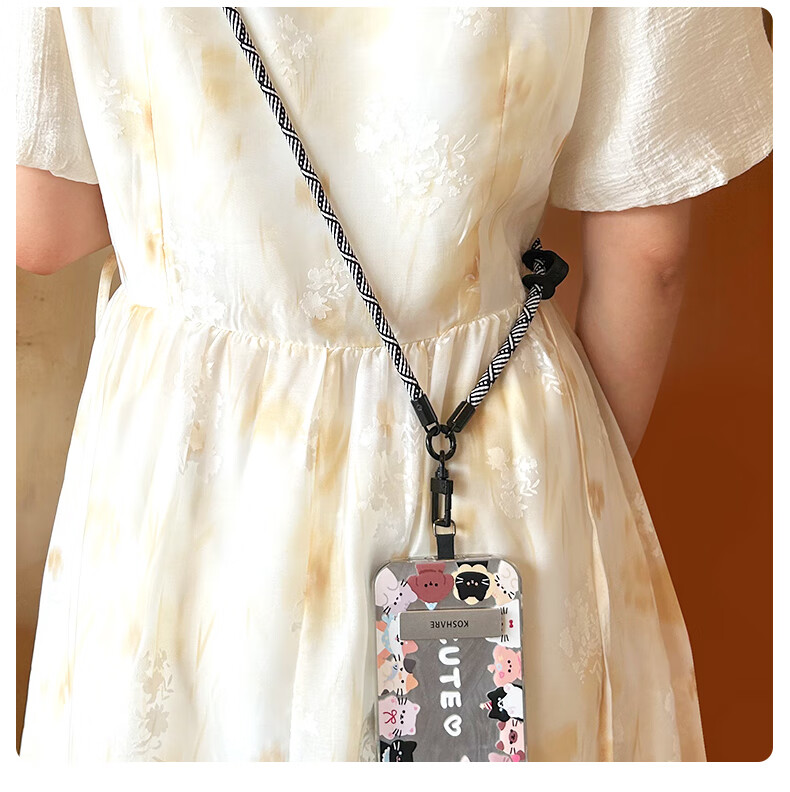 ALittleFlower Phone Lanyard, Neck Strap, Crossbody Strap, Thickened Accessory Case, Outdoor Anti-Theft Cord, Sports Travel Camera Phone Chain, Suitable for Huawei Mate 80/X7 Series, Zebra White Long 10
