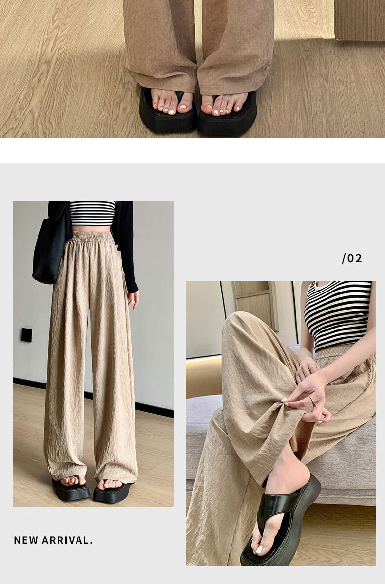 LangSha Lazy Style High Waist Loose Fit Floor-Length Pants for Women Spring and Summer Casual Wide Leg Pants 6