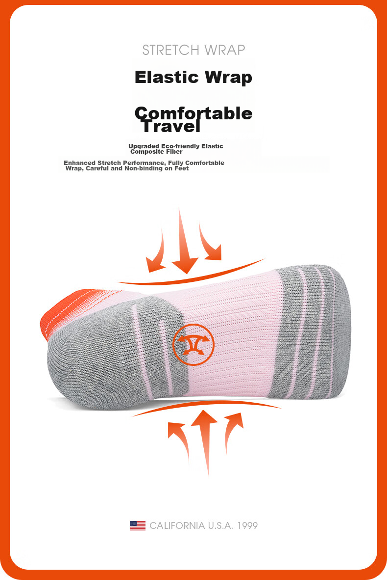 TFO Competition-Grade Outdoor Socks, Comfortable Breathable Mid-Calf Hiking Socks for Sports And Trekking, 2202402 Women's Light Pink 7