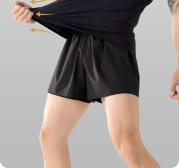 ANTA Men's Swimming Set Anti-Embarrassment Double-Layer Swim Trunks Two-Piece Professional Equipment for Hot Springs Black L 8