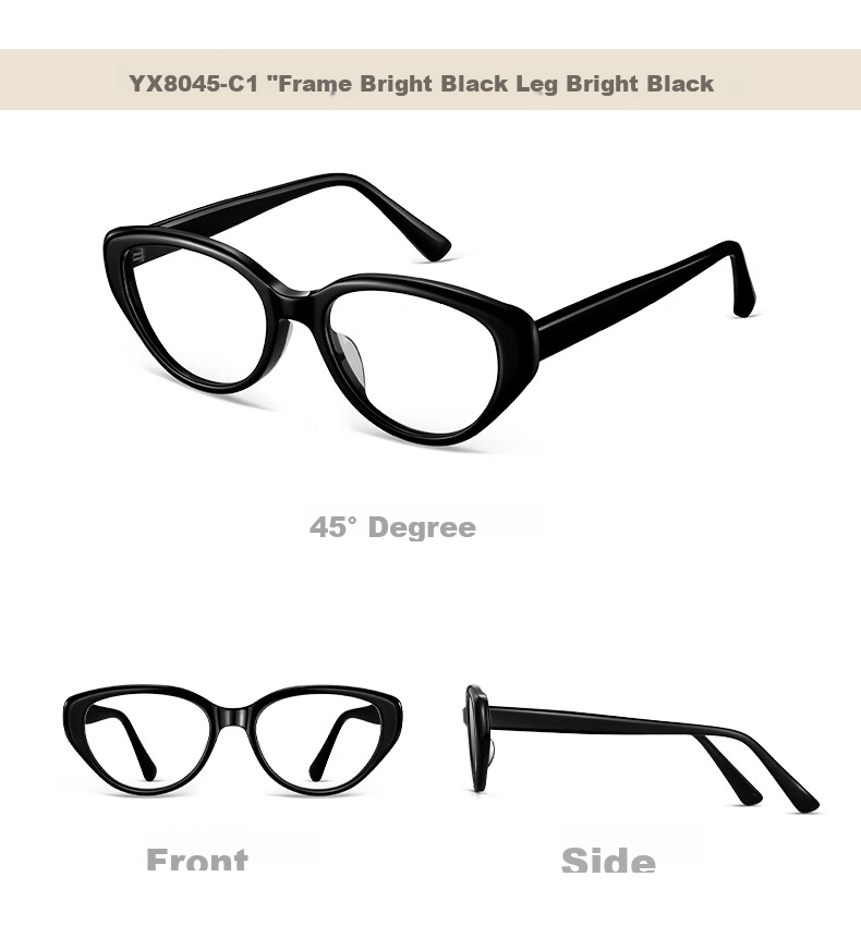 LOHO Cat Eye Glasses, Plain Cold Tea Frame, Myopia Sunglasses for Women, Anti-Blue Light, Can Be Fitted with Prescription Lenses 18