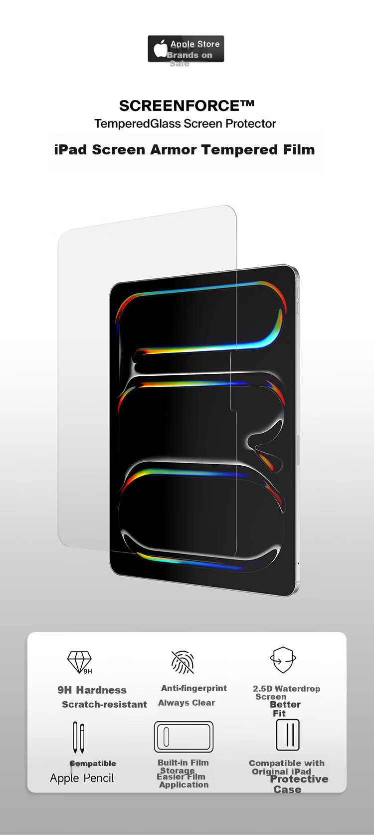 BELKIN , Apple Accessories, IPad Screen Protector, IPad Protective Film, High-Definition Tempered Glass Film, Apple Tablet Screen Protector, IPad Mini6/7 (A17Pro) 1