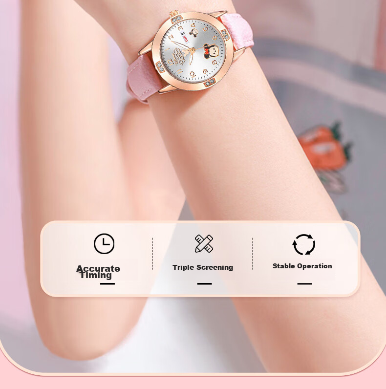 Disney X Song Song Collaboration Wristwatch for Middle And High School Students, Children's Exam-Specific Electronic Watch, Women's Silent Waterproof Quartz Watch 9