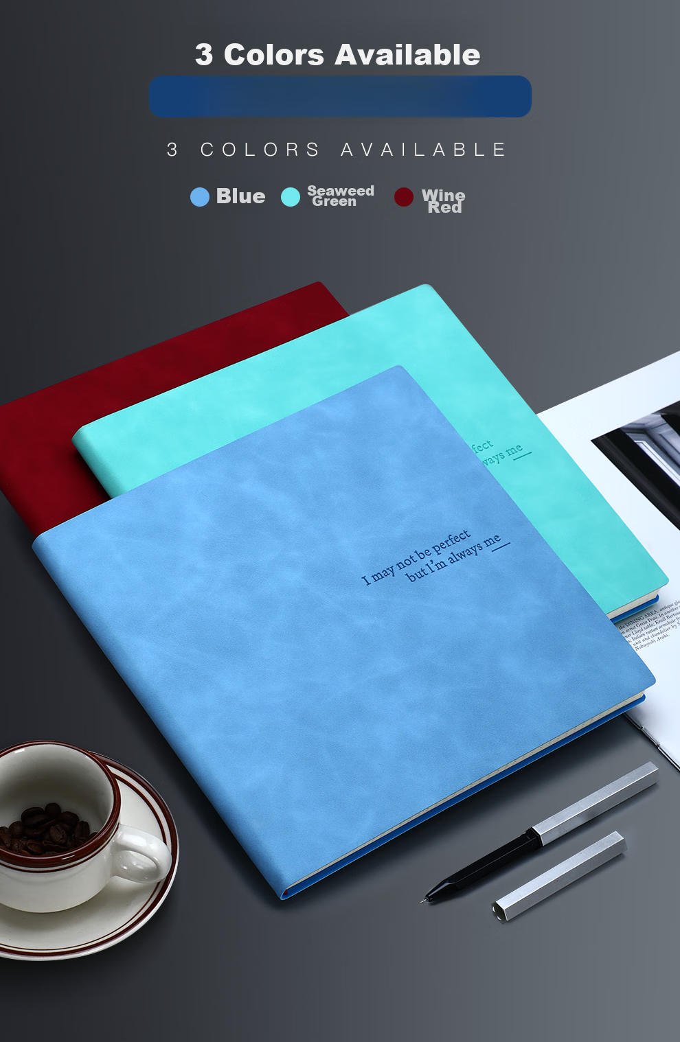 Jiaranheng Creative Square Notebook, Stylish Design for College Students, Exam Preparation, Soft Cover Journal, Mind Mapping Notebook, Customizable, Horizontal Lines/Lake Blue Color 1