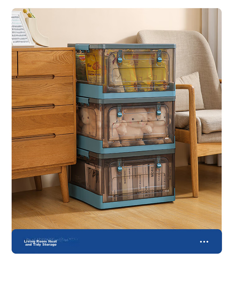 LYNN Bed Storage Box for Clothes, Quilts, Shoes, Toys, Flat Foldable Large 80L Organizer Box, 1 Piece, Student Use 14