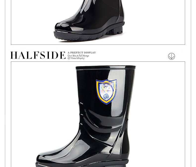 Warrior Women's Fashionable Adult Rain Boots Waterproof Shoes Rubber Shoes Overshoes Water Boots HL86S Black Tall 40 6
