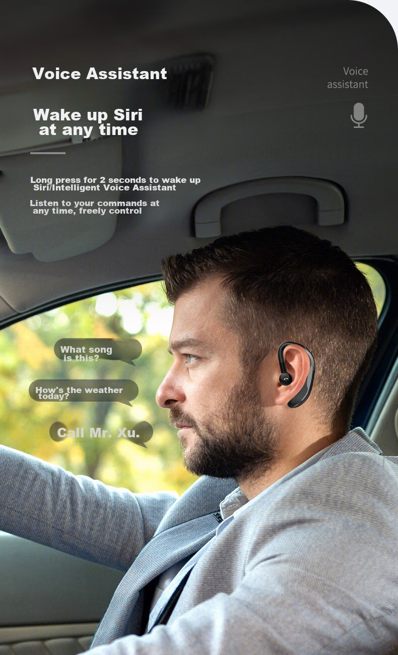 Masentek F610 Wireless Bluetooth Headphones, Single-Ear Non-In Ear-Hook Style Headset, Sports Car Audio Long-Lasting Battery Life, Compatible with Apple Huawei Xiaomi Honor Phones And Computers 14