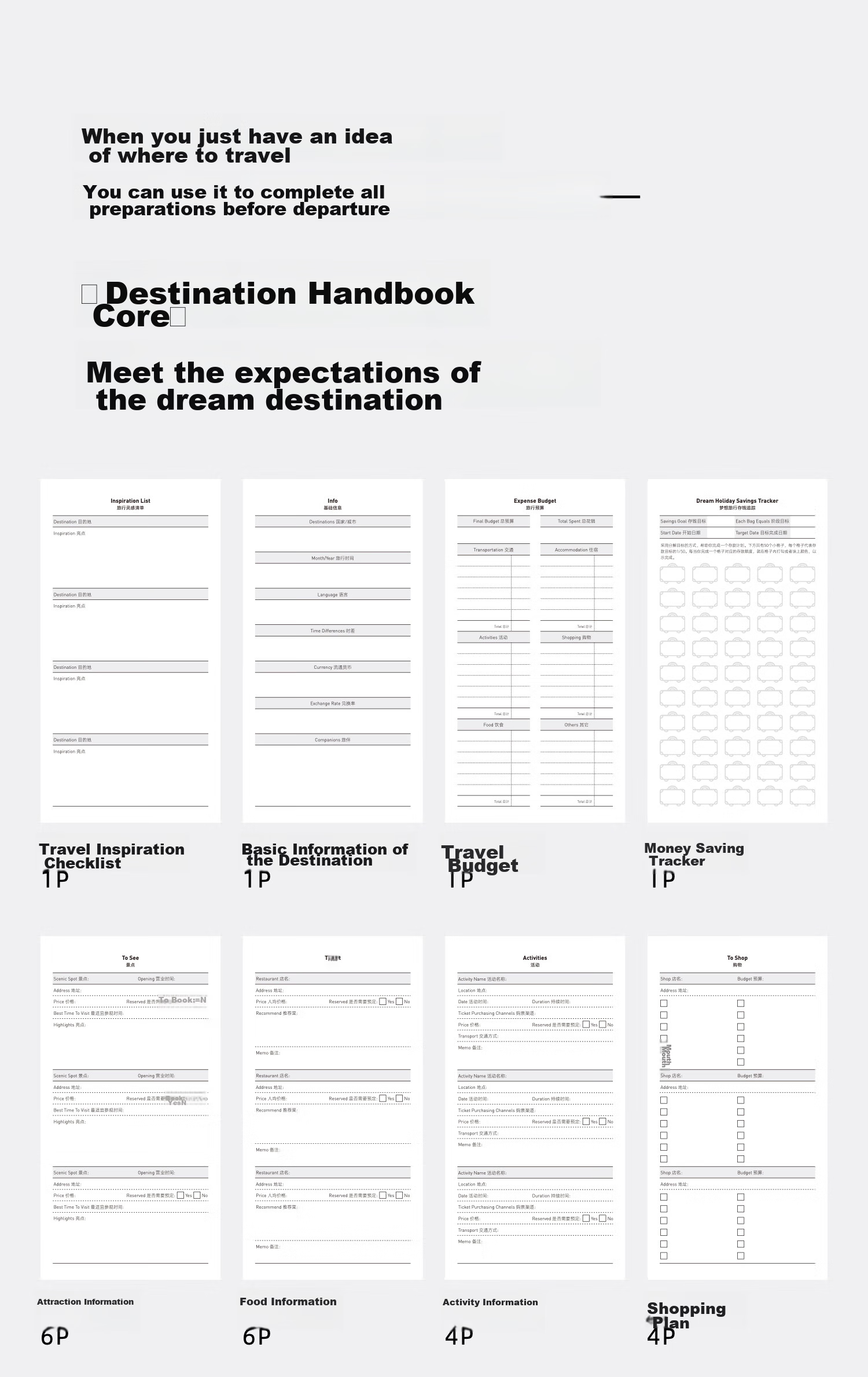 Chenzao Travel Guide with Detachable Replaceable Dot Matrix Core, 60 Pages 11