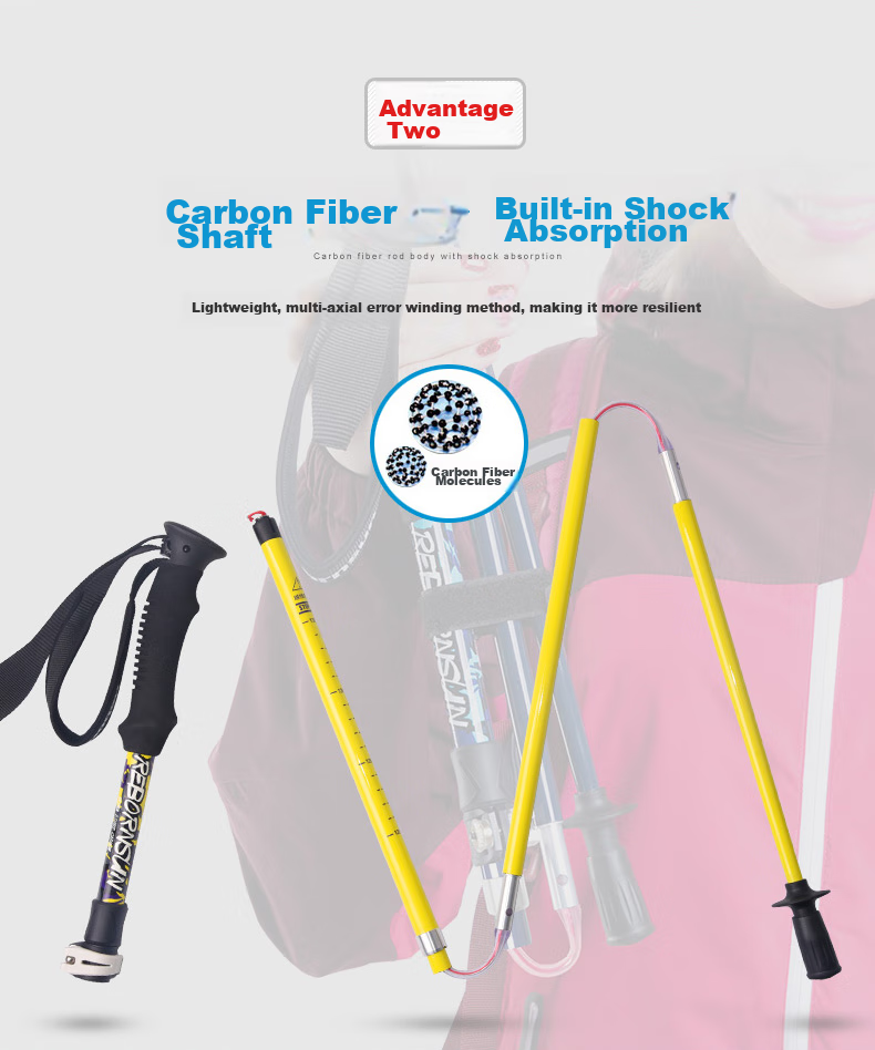 Lubinxun Carbon Fiber Folding Trekking Pole, Ultra-Light Five-Section Pole, Hiking Stick, Mountain Climbing Equipment, Lu Xiaoxi Short Versio 3