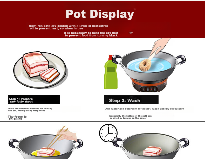 Hui Dang Jia Electric Wok, Multifunctional Electric Hot Pot, Thickened Electric Steamer, Electric Cooking Pot, All-In Cast Iron Pot, Electric Hot Pot, Multi-Purpose Pot Z08-36 26