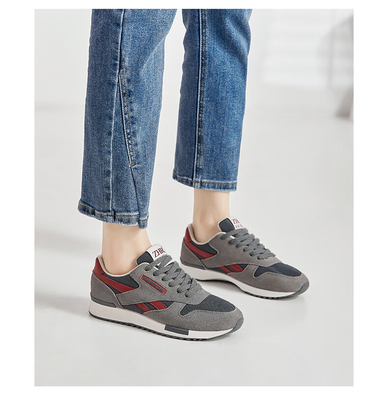 ZHR Women's Casual Shoes, Selected Cowhide Comfortable Versatile Women's Shoes, Classic INS Trendy Color-Block Sneakers for Women, Korean-Style Fashionable Lightweight Breathable Shoes for Women, AK60, Beige-Gray, Size 35 12