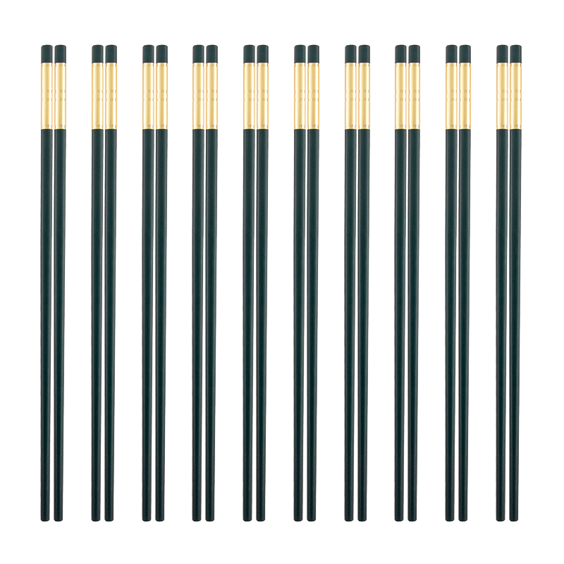 Shihua Antibacterial Alloy Chopsticks, Silver Ion Antibacterial Anti-Mold Heat-Resistant Chopsticks, 27cm*10 Pairs, High-Quality Nordic Green Tableware