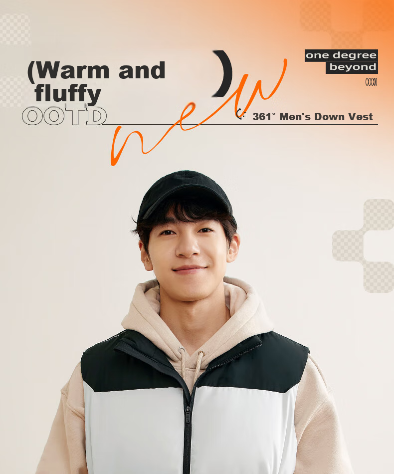 361° Men's Down Vest Autumn Winter New Waterproof Warm Sports Casual Running Stand Collar Jacket 652544401-4 1