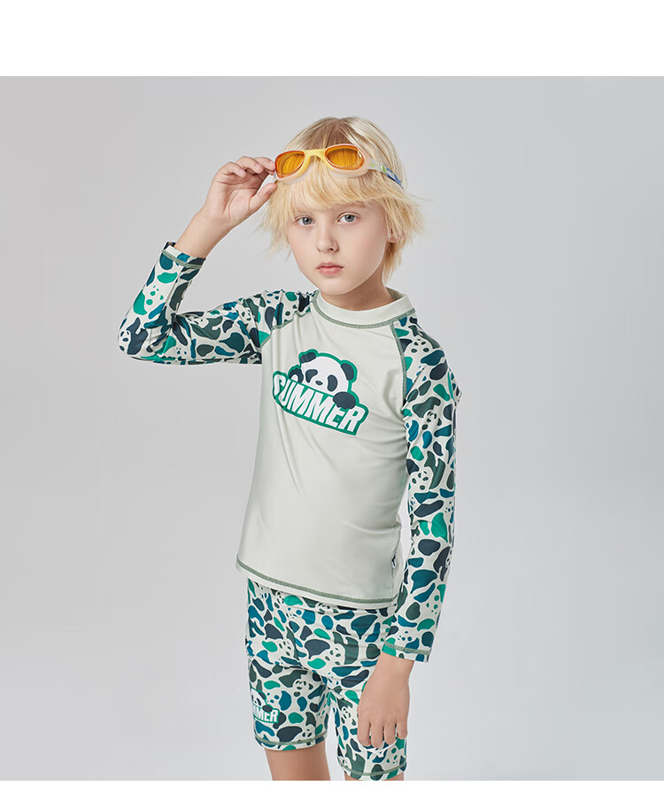 MIZUNO Children's Swimwear, Boys' Two-Piece Swimsuit, Knee-Length Surf Shorts Set, Hot Spring Equipment, G1406 Green, Size 150 14