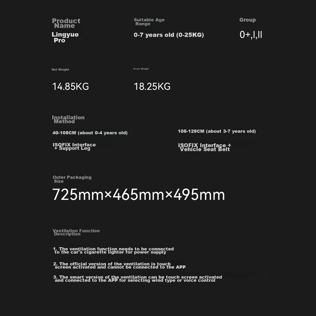 Babyfirst Lingyue Pro Infant and Child Safety Car Seat 0-7 Years i-Size Polar Gray New Regulation 28