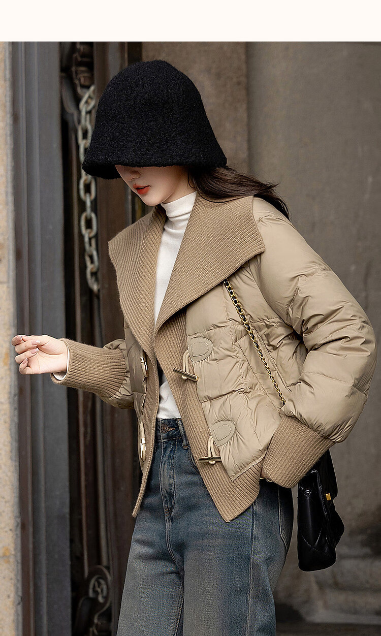 Dme [Mikero Warm Oxygen Bar] Winter Lightweight High-Heat Retention 90% Duck Down Ribbed Lapel Short Women's down Jacket 11