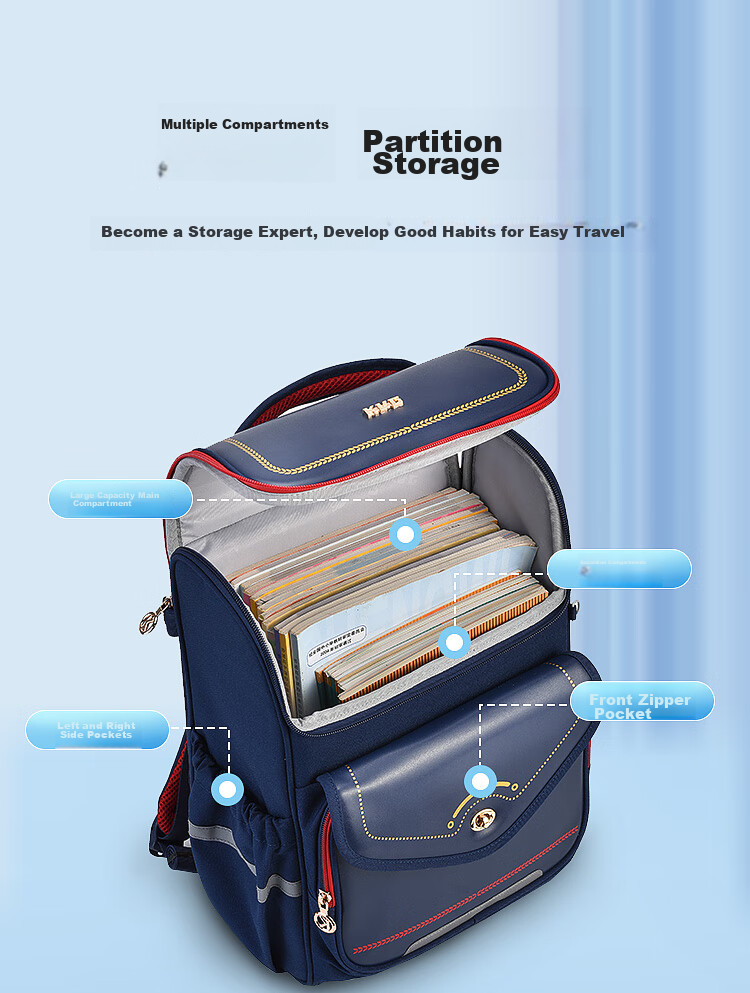 KVG Primary School Students Backpack Children's Schoolbag Spine Protection Reduce Burden 4th-6th Grade Girls Boys Double Shoulder Bag 9