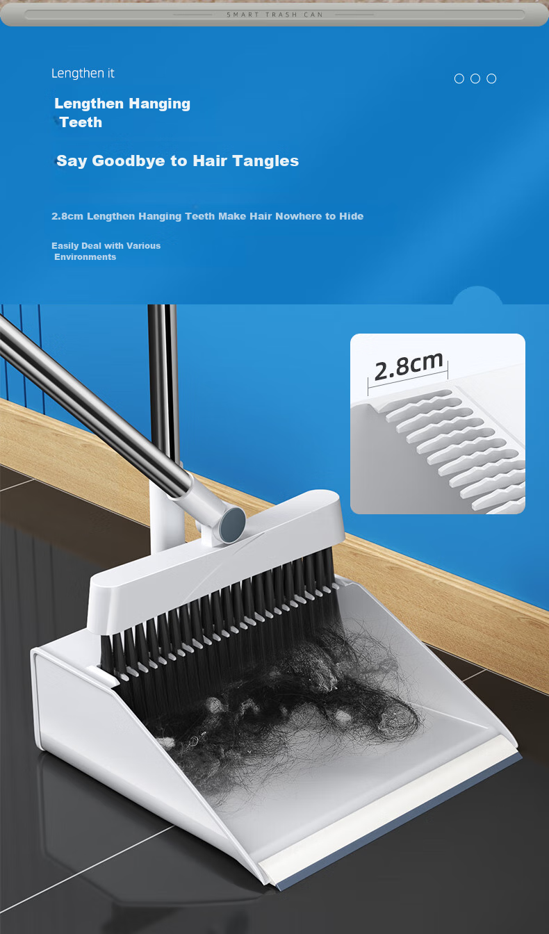 Wuyuehua Folding Broom And Dustpan Set, Upright Storage, Soft Bristle Broom, Household Sweeping Broom, Comb-Shaped, Large Size 3