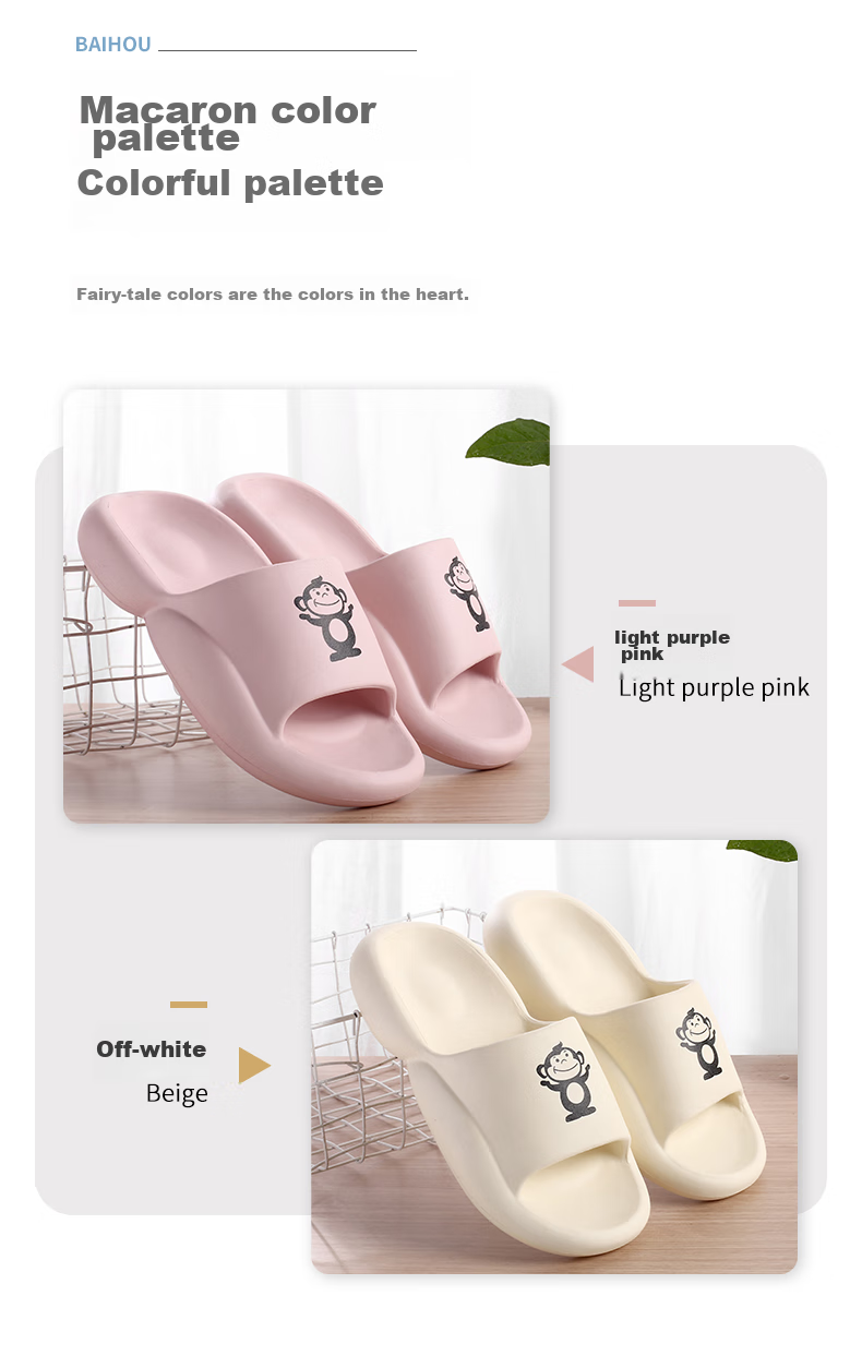 BAIHOU Summer Cute Unisex Slippers, Comfortable Thick-Soled Indoor Sandals for Home Use, 003 Light Purple Pink, Size 36-37 12