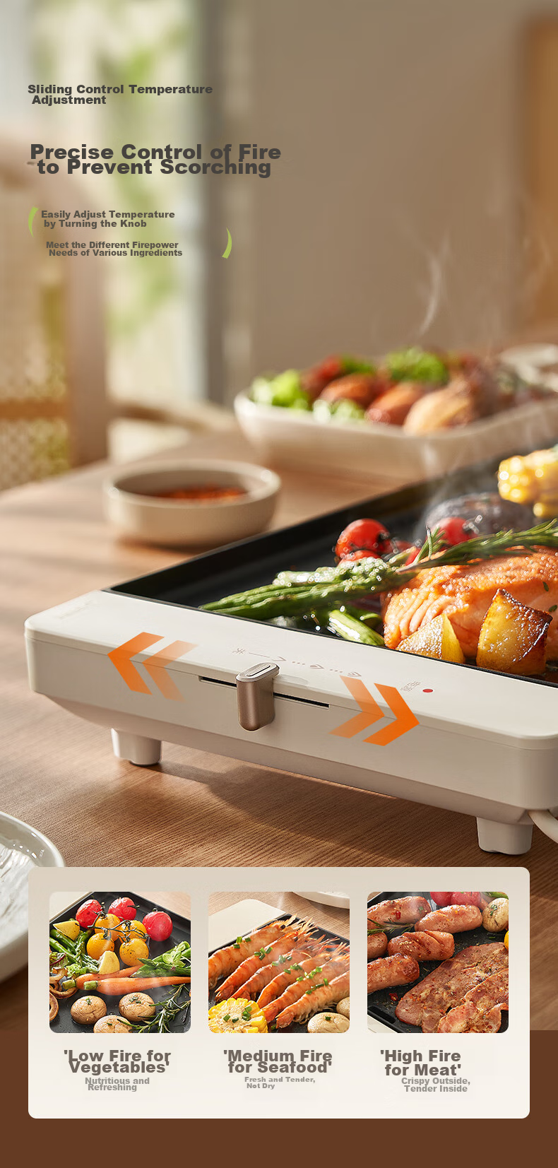 Joyoung Barbecue Grill Pan, Multi-Functional Electric Grill for Home Use, Large Capacity High-Power Low-Fat Smokeless Electric Meat Grill VK123 8